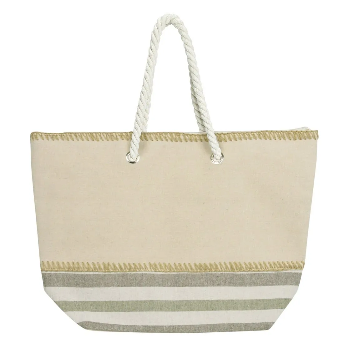 Womens Bottom Stripes Canvas Beach Shopping Shoulder Bag