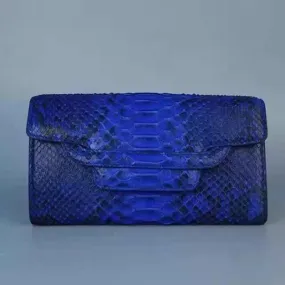 Women's Clutch Python Leather Blue