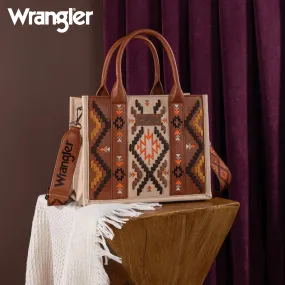 Wrangler Aztec Brown Embroidered Tote Crossbody - WG2214-8120BR